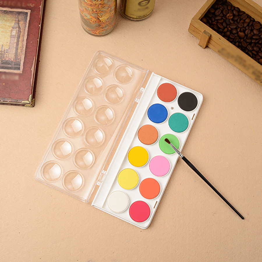 노리프렌즈 만들기재료 - 고체물감 12색상 붓포함 색칠도구 수채화