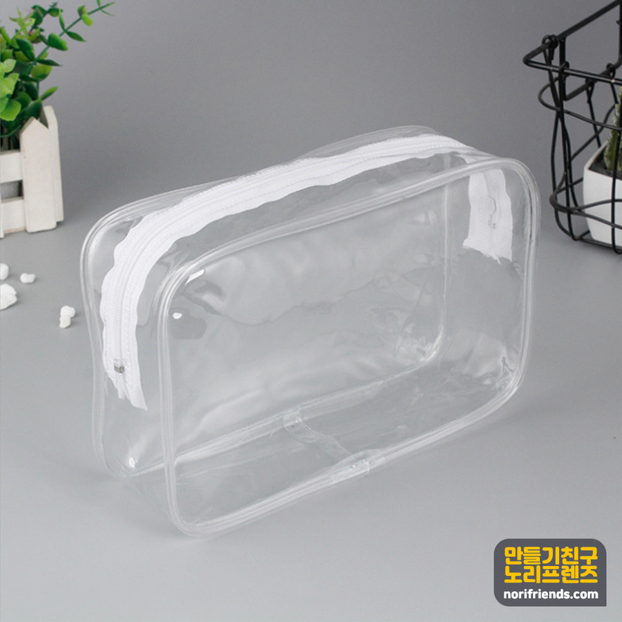 노리프렌즈 만들기재료 - PVC투명파우치 비닐가방 여행 지퍼주머니