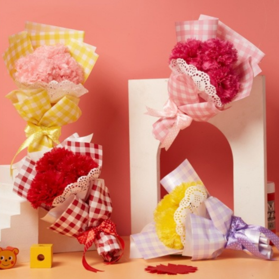 노리프렌즈 만들기재료 - 종이꽃다발 체크포장 DIY 만들기 키트 카네이션 패키지