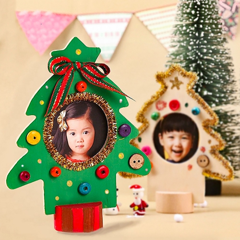 노리프렌즈 만들기재료 - 나무액자 트리원형 크리스마스 사진액자틀 공예 재료