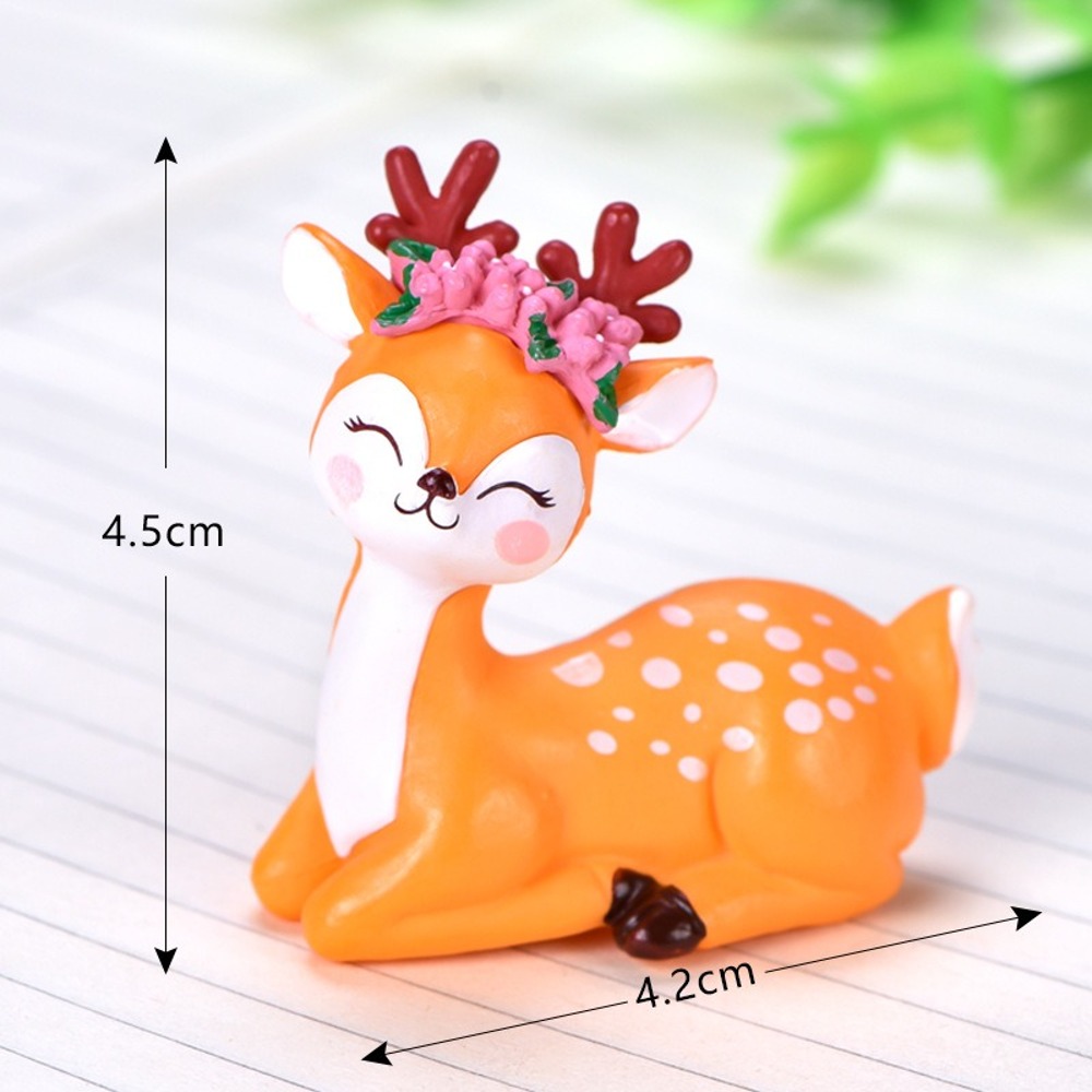 노리프렌즈 만들기재료 - 미니어처 앉은웃는꽃사슴 약4.5X4.2cm 장식 소품