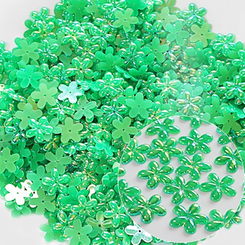 노리프렌즈 만들기재료 - 단면비즈 파스텔방울꽃 초록 약1000개