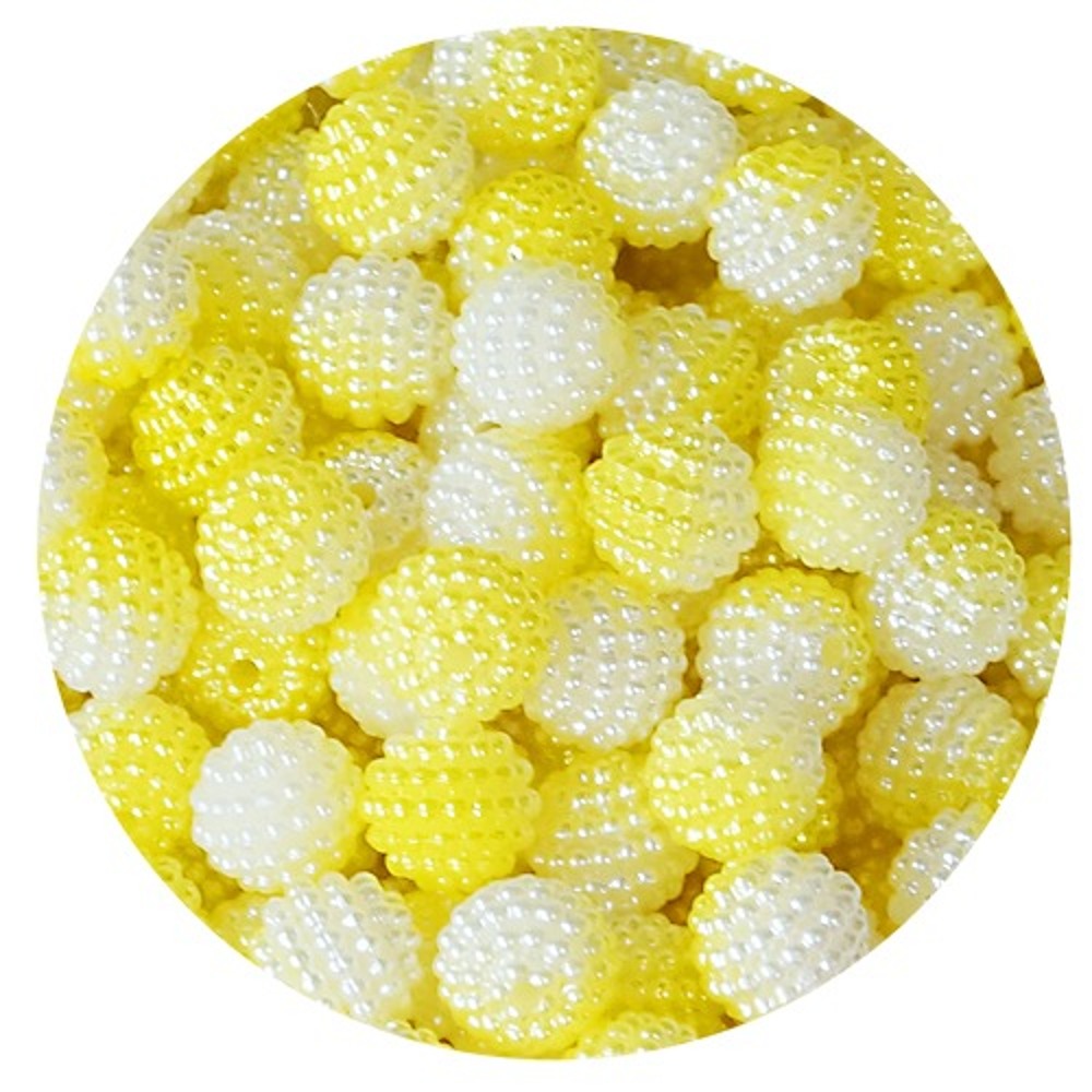 노리프렌즈 만들기재료 - 오도독 진주구슬 2톤 노랑 흰색 1cm 약100g