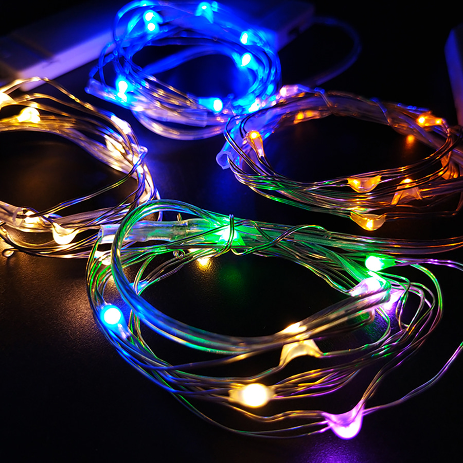노리프렌즈 만들기재료 - LED 와이어 전구 20구 무지개 스트링 램프 조명