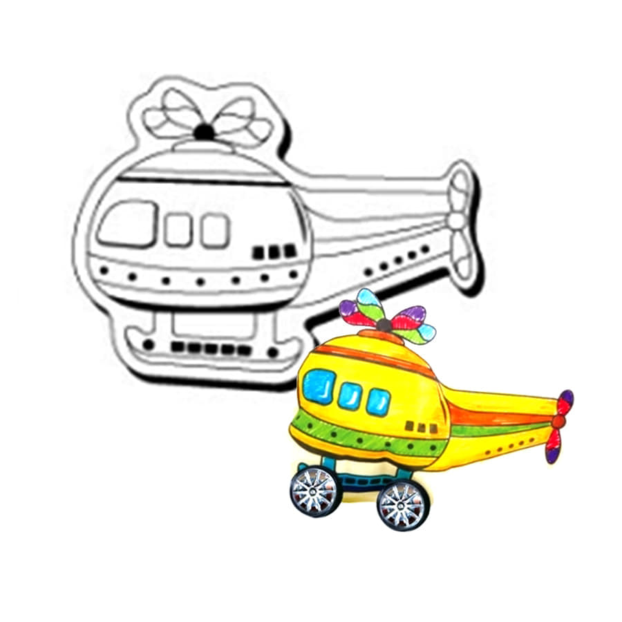 노리프렌즈 만들기재료 - 컬러룬 헬리콥터 10인용 색칠놀이 바퀴세트포함
