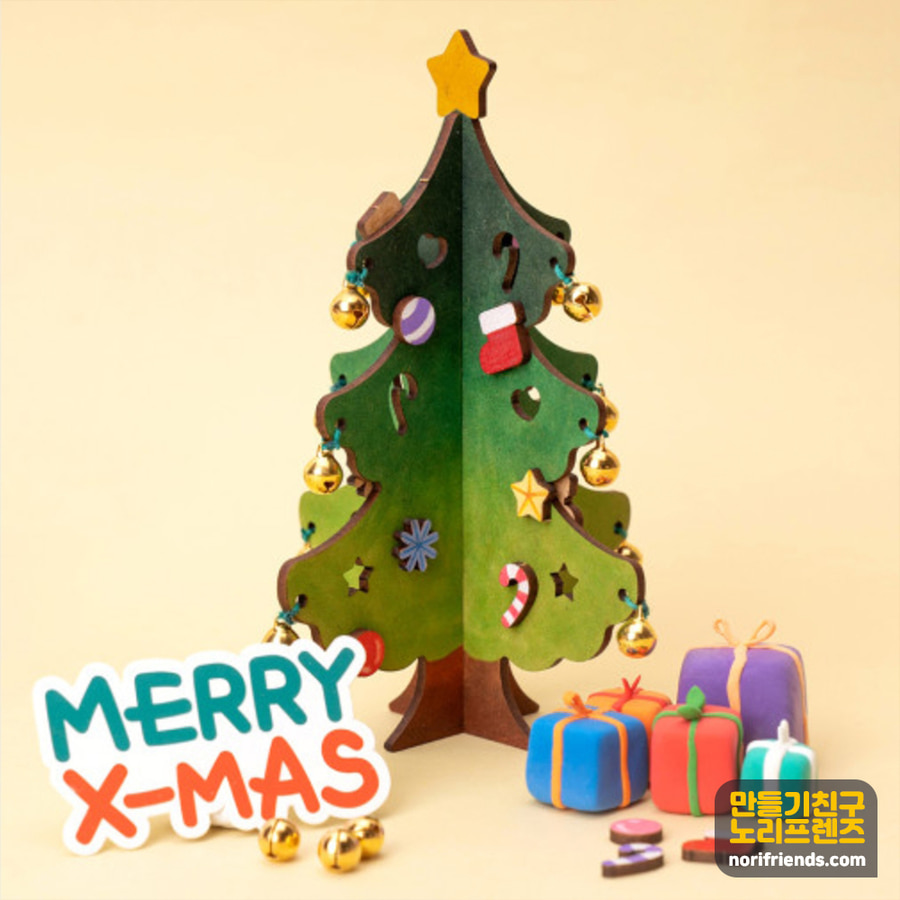 노리프렌즈 만들기재료 - 나무 크리스마스 방울 트리 만들기 재료 우드공에 성탄절 소품 장식
