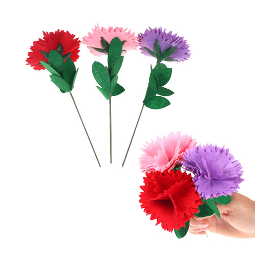 노리프렌즈 만들기재료 - 펠트 카네이션 꽃송이 DIY 만들기 재료