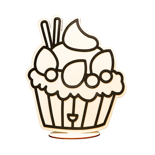 노리프렌즈 만들기재료 - 나무라인액자 컵케이크 테두리 검정 라인 공예재료 만들기재료 클레이아트