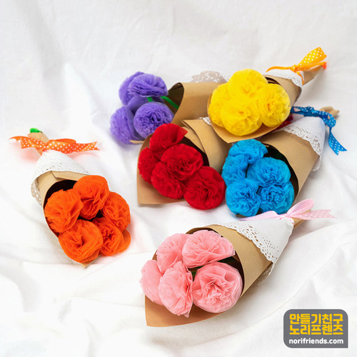 노리프렌즈 만들기재료 - 종이 꽃다발 DIY 카네이션 만들기 재료 집콕 놀이 종이공예