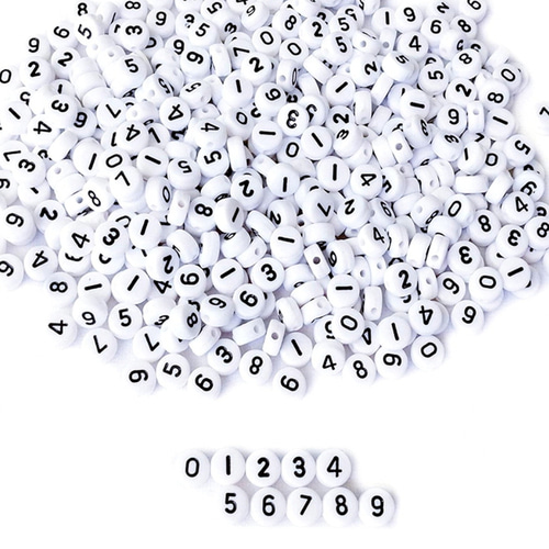 노리프렌즈 만들기재료 - 원형구슬 검정숫자 0.7cm 100g 숫자구슬 팔찌 목걸이 악세서리 부자재