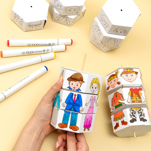 노리프렌즈 만들기재료 - 종이회전 그림판 인물표현 DIY 어린이 민화샵 만들기재료