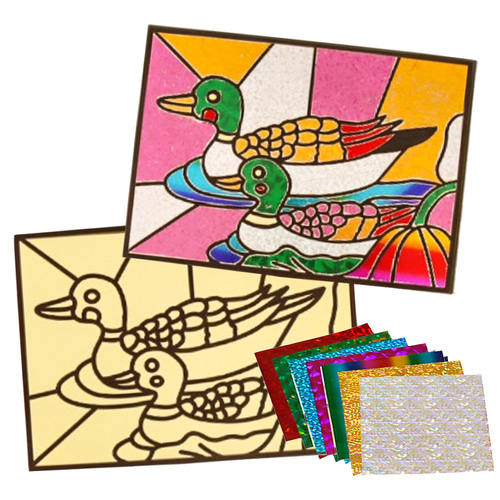 노리프렌즈 만들기재료 - 포일아트 전통 원앙 전통공예 포일공예 포일지 포함