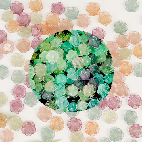 노리프렌즈 만들기재료 - 야광비즈 장미 100g 꽃 구슬 꾸미기 재료 야광구슬