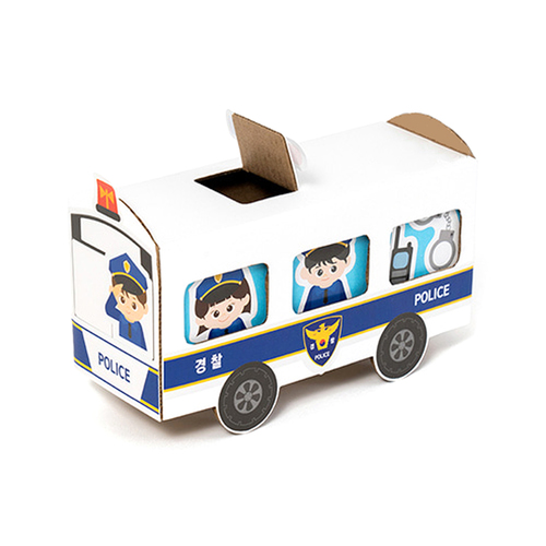 노리프렌즈 만들기재료 - 종이 골판지 경찰버스 자동차 교통기관 민화샵 만들기 패키지