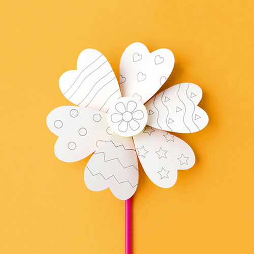 노리프렌즈 만들기재료 - 종이 하트패턴 바람개비 만들기재료 엄마표 미술놀이 DIY 공예 집콕