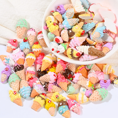 노리프렌즈 만들기재료 - 데코장식 쿠킹파츠 아이스크림 종합 10개 랜덤 미니어처 소품 꾸미기 재료