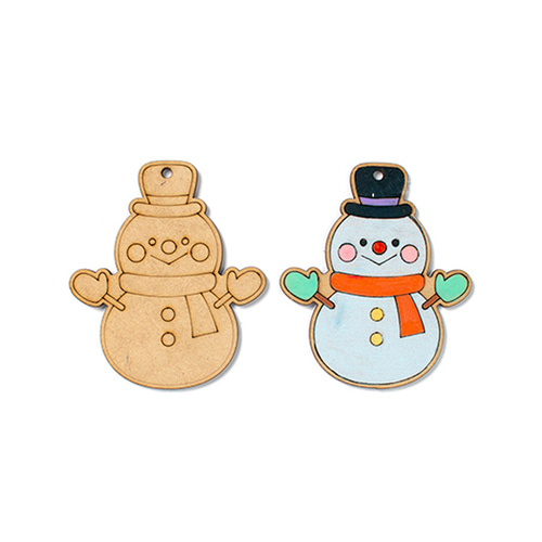 노리프렌즈 만들기재료 - 팬시우드 크리스마스 눈사람 나무 팬던트 장식