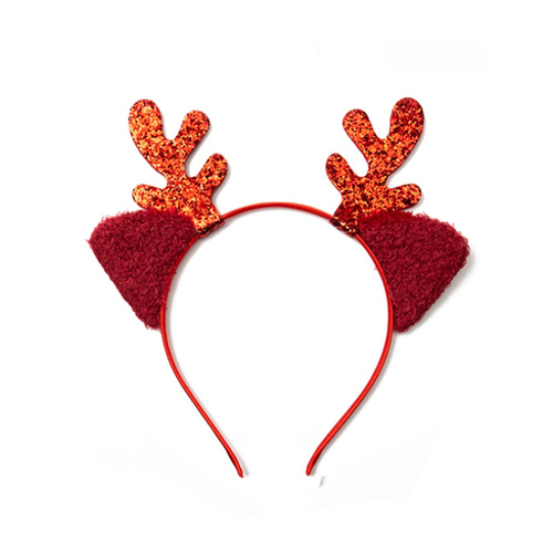 노리프렌즈 만들기재료 - 크리스마스 반짝이 루돌프머리띠 레드 파티용품 머리장식