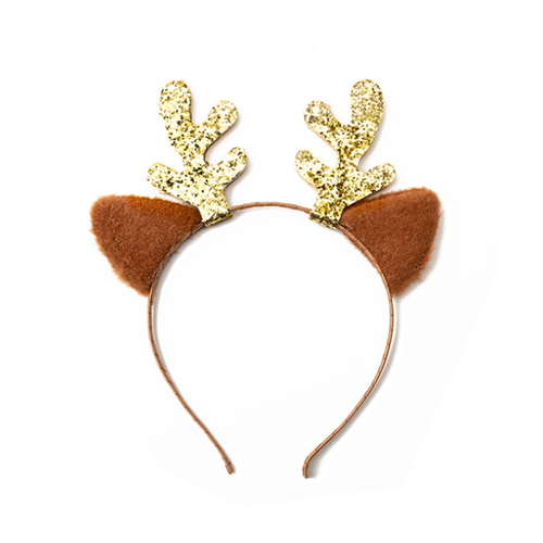 노리프렌즈 만들기재료 - 크리스마스 반짝이 루돌프머리띠 은색 파티용품 머리장식