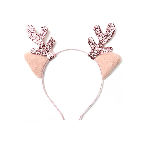 노리프렌즈 만들기재료 - 크리스마스 반짝이 루돌프머리띠 핑크 파티용품 머리장식