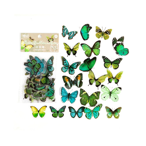 노리프렌즈 만들기재료 - 데코장식 나비 그린 꾸미기재료 나비장식