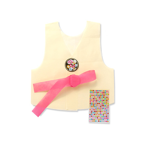 노리프렌즈 만들기재료 - 부직포한복 분홍 만들기 전통공예 어린이 옷꾸미기