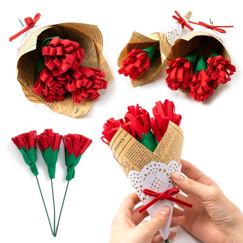 노리프렌즈 만들기재료 - 펠트 카네이션 꽃다발만들기 어린이집 어버이날만들기키트