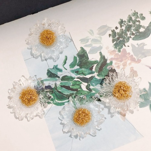 노리프렌즈 만들기재료 - 데코파츠 투명해바라기꽃 10개 랜덤 데코덴 장식 재료