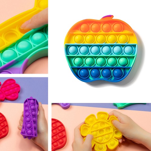 노리프렌즈 만들기재료 - 푸쉬팝 무지개애플 뽁뽁이 실리콘 장난감