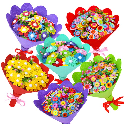노리프렌즈 만들기재료 - 펠트단추꽃다발 만들기 사탕꽃 선물 공예 재료