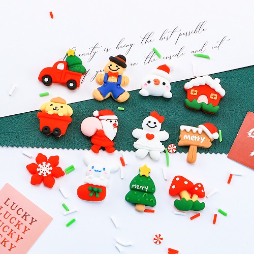 노리프렌즈 만들기재료 - 데코파츠 크리스마스 혼합 10개 랜덤 데코덴 장식 재료