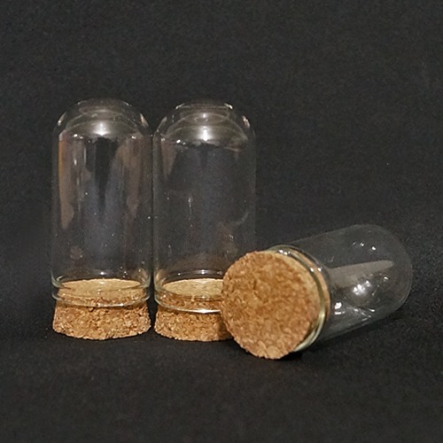 노리프렌즈 만들기재료 - 유리용기 콜크마개 라운드원통 12개 약25X50mm