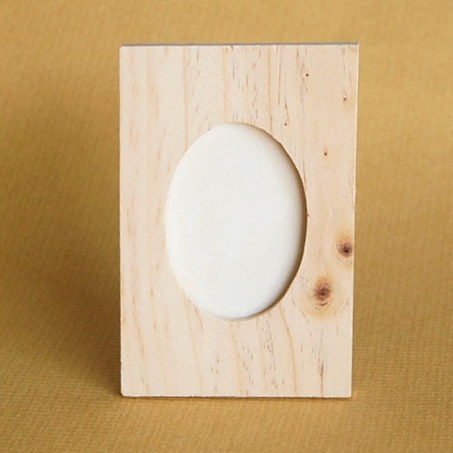 노리프렌즈 만들기재료 - 나무액자 직사각타원 약8X12.5cm 작품판