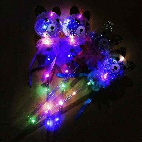 노리프렌즈 만들기재료 - PVC원형봉 LED 불봉 곰돌이 10개