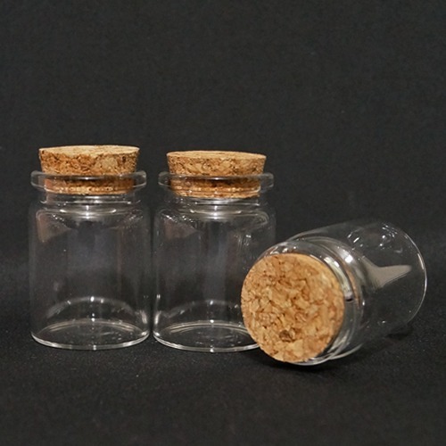 노리프렌즈 만들기재료 - 유리용기 콜크마개 일자원통 6개 약37X50mm