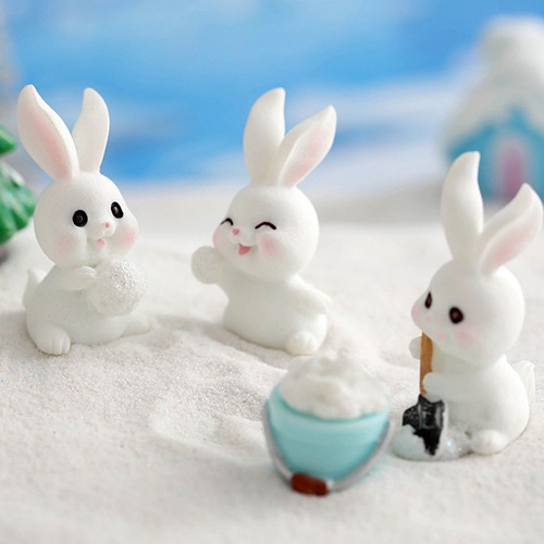 노리프렌즈 만들기재료 - 미니어처 겨울 토끼 약2.3X4.4cm 장식 소품