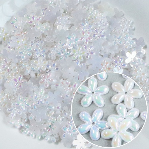 노리프렌즈 만들기재료 - 단면비즈 파스텔방울꽃 흰색 약1000개