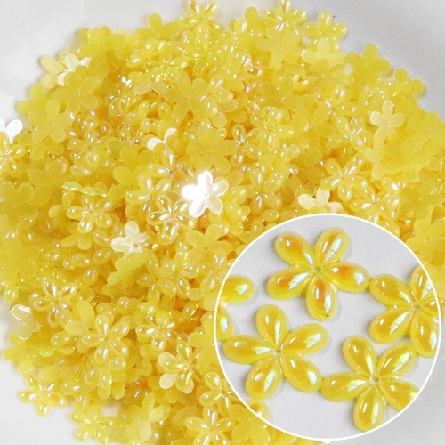 노리프렌즈 만들기재료 - 단면비즈 파스텔방울꽃 노랑 약1000개