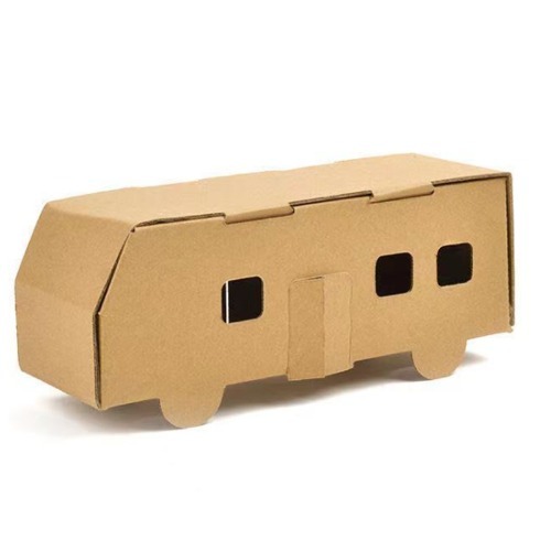 노리프렌즈 만들기재료 - 종이상자도안판 버스 베이지색 만들기키트 미술놀이