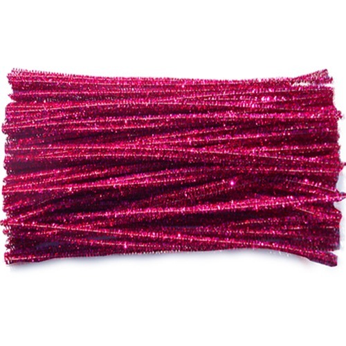 노리프렌즈 만들기재료 - 반짝이 가는줄모루 진분홍 30cm 약100줄 공예용 철사재료