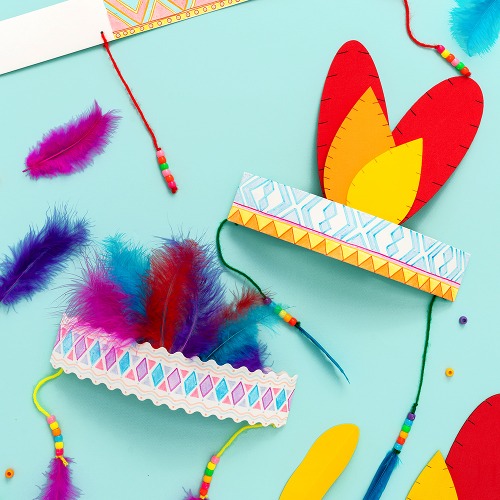 노리프렌즈 만들기재료 - 인디언머리띠 종이왕관만들기 집콕놀이 다문화 미술재료