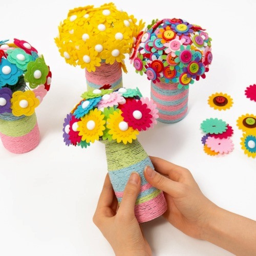 노리프렌즈 만들기재료 - 펠트공예 단추꽃병 만들기재료 꽃다발장식 집콕놀이 퀼트패키지