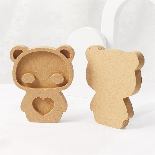 노리프렌즈 만들기재료 - 나무도안판 곰 약9.5X11.5cm 클레이 모스공예 미술재료