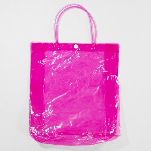 노리프렌즈 만들기재료 - 투명비닐가방 분홍 여름만들기 미술재료 보조가방