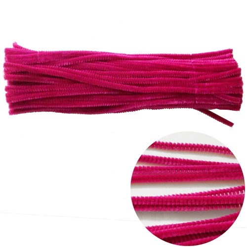 노리프렌즈 만들기재료 - 보송가는줄모루 진분홍 30cm 100줄 공예재료