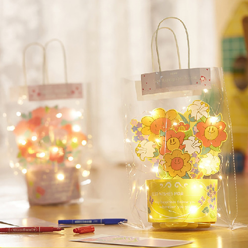종이꽃바구니 LED 조명 만들기 비닐가방포함 선물 포장